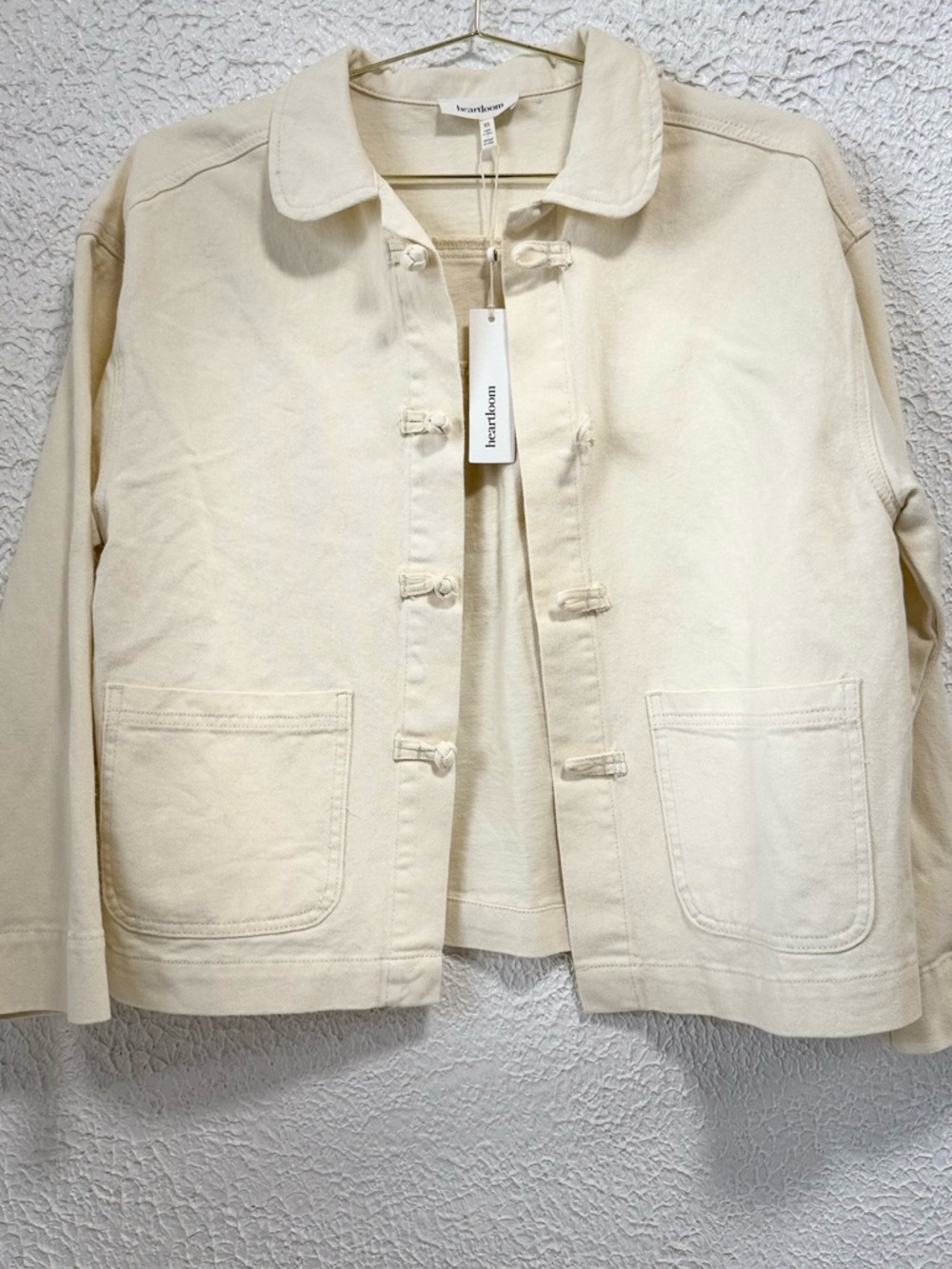 Heartloom Cream Cotton Cropped Jacket NWT Utility Chic Button Front